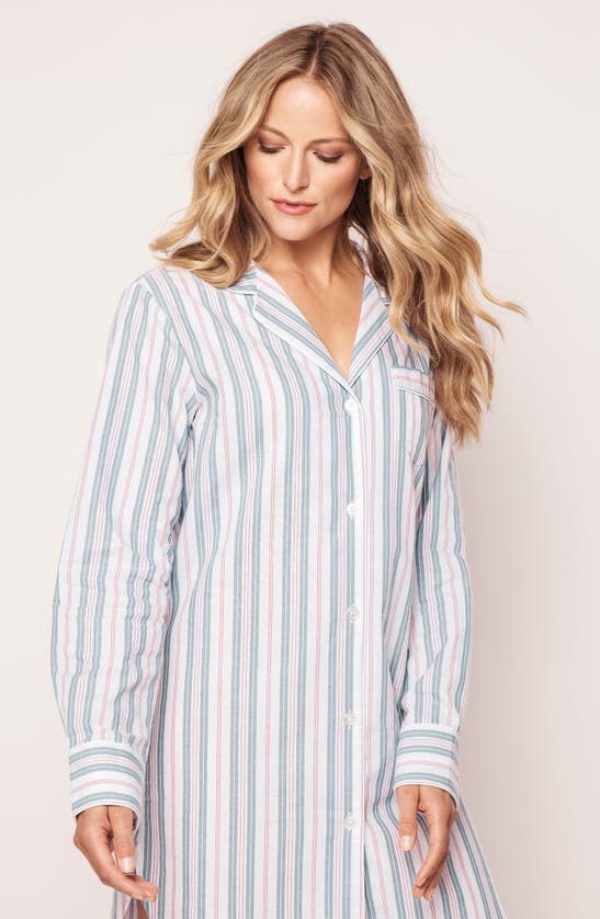 Shop Petite Plume French Stripe Nightshirt In Blue