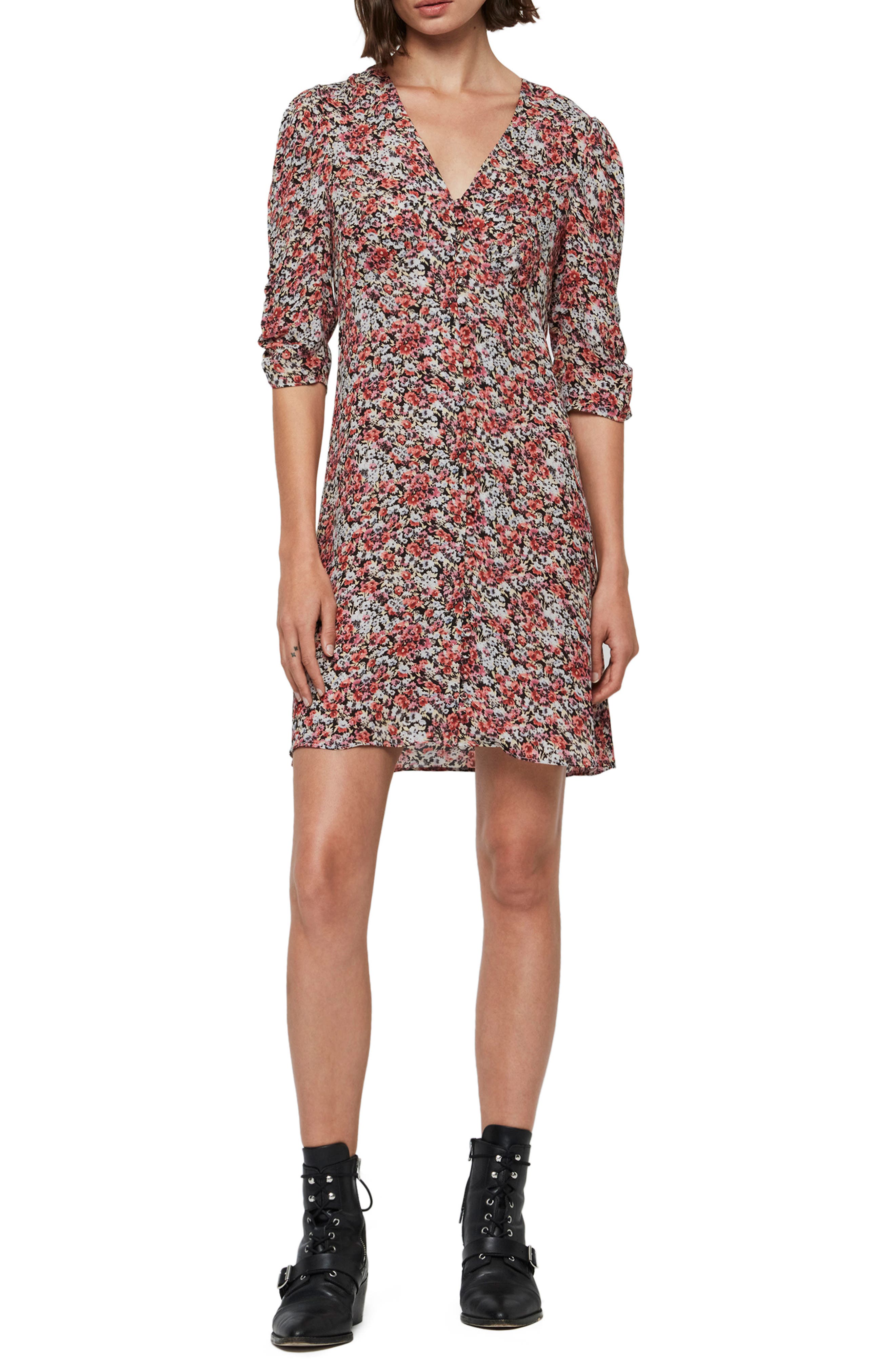 all saints black floral dress