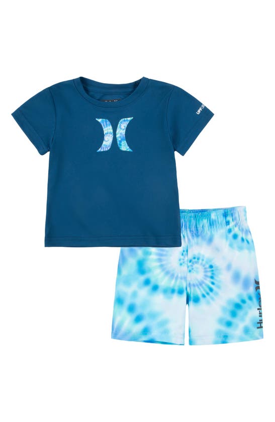 Shop Hurley Upf 50+ Rashguard T-shirt & Board Shorts Set In Valerian Blue