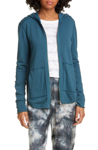 Atm Anthony Thomas Melillo Front Zip Hoodie In Solid Teal