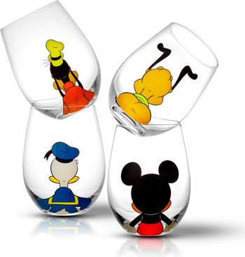 JoyJolt Set of Four Disney Mickey Mouse Highball Glass 