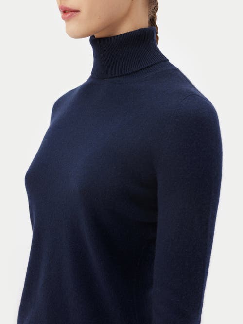 Shop Gobi Cashmere Classic Turtle Neck In Navy