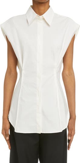 Acne Studios Sanja Sleeveless Cotton Poplin Button-Up Shirt | Nordstrom