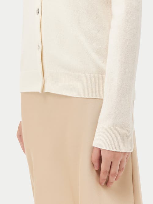 Gobi Cashmere Crew Neck Cardigan In Marshmallow