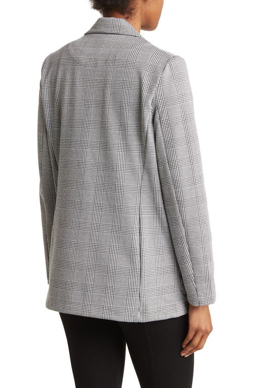Max Studio Double Knit One-button Blazer In Black/ivory Glen Plaid