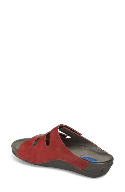 Wolky Nomad Slide Sandal In Red/red Leather