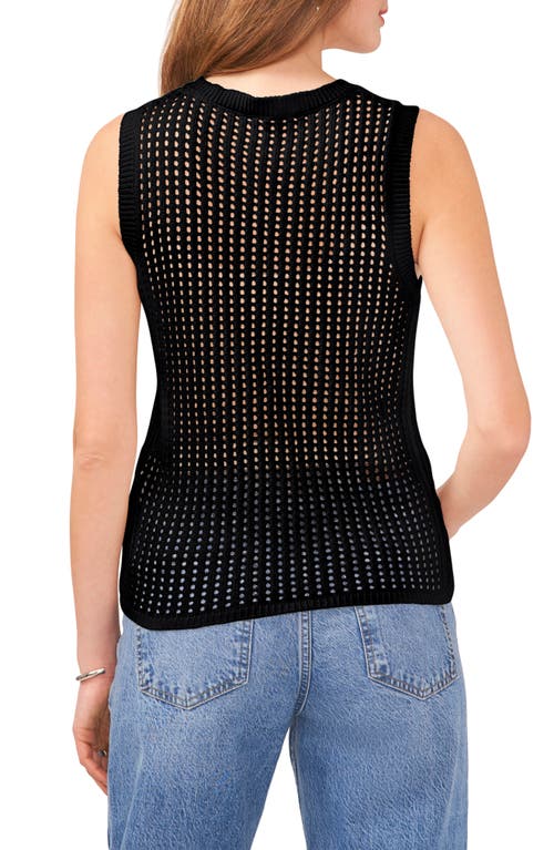 Vince Camuto Pointelle Tank Top In Rich Black