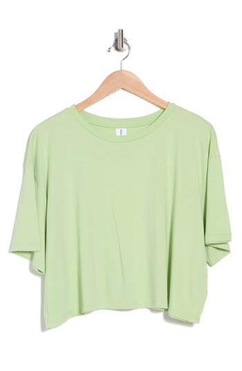 Abound Boxy Cotton & Modal Crop T-shirt In Green