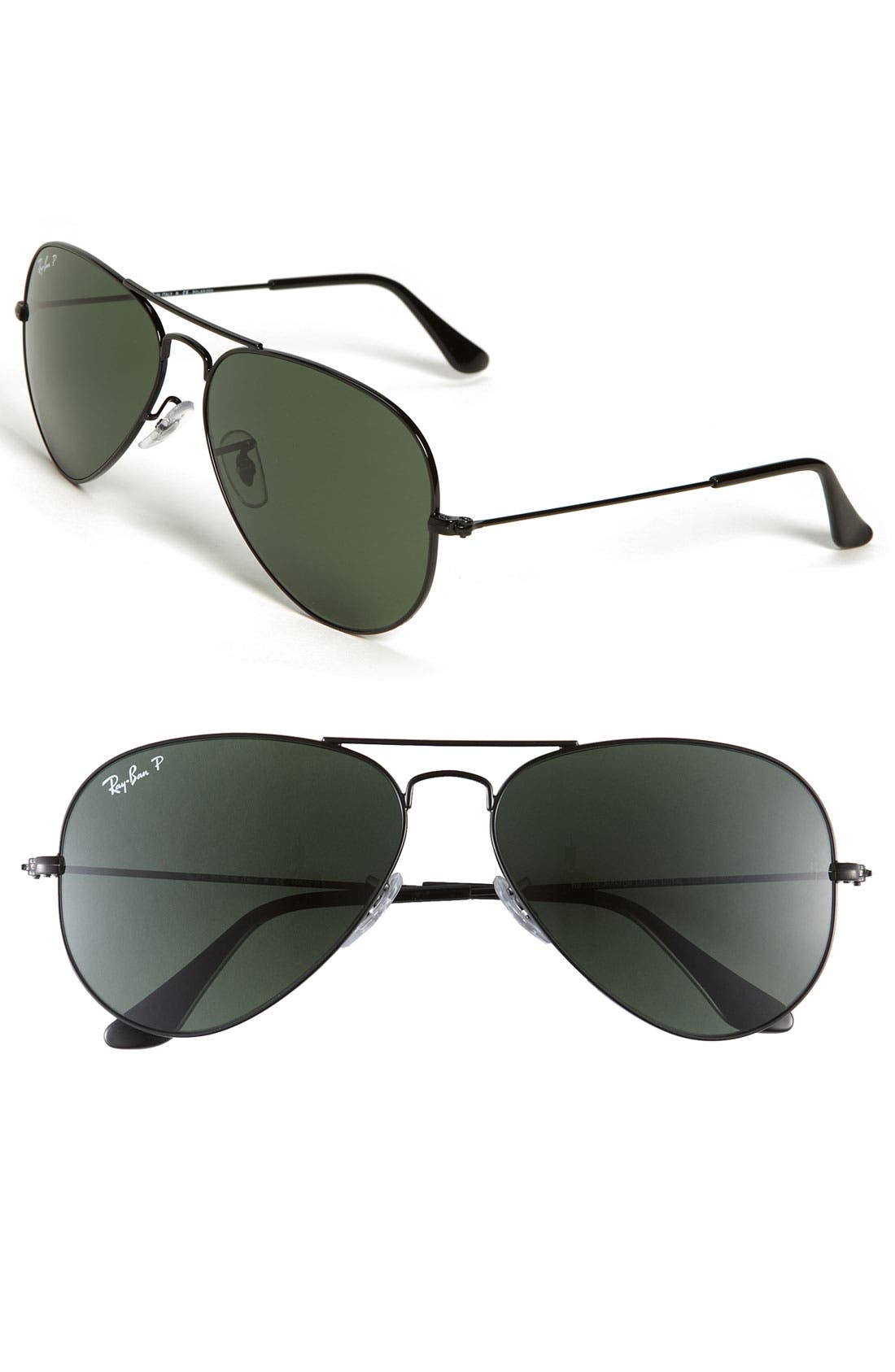 UPC 805289467076 product image for Ray-Ban Aviator 55mm Sunglasses in Polarized Black at Nordstrom | upcitemdb.com