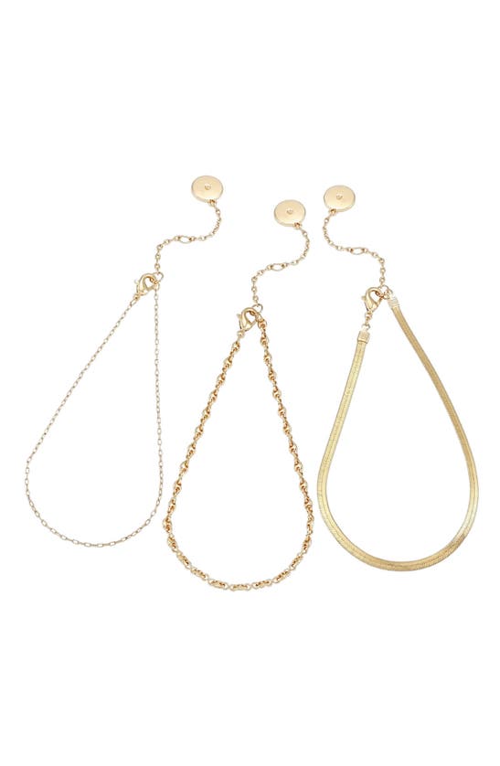 Vince Camuto Set Of 3 Goldtone Crystal Chain Anklets