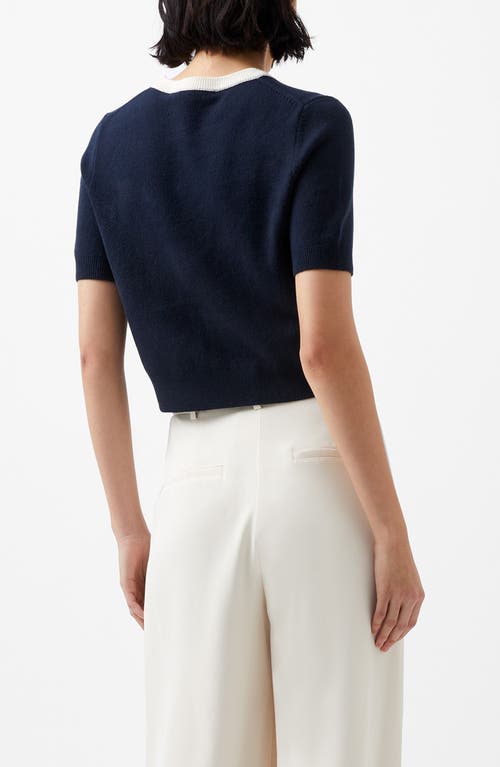 Shop French Connection Babysoft Short Sleeve Sweater In Marine Classic Cream