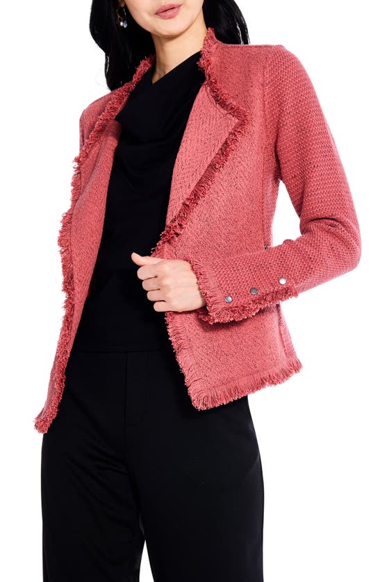 Nic + Zoe Fringe Mix Knit Jacket In Spice