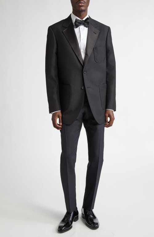 Shop Thom Browne Mid Rise Wool Blend Skinny Pants In Black