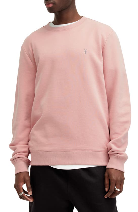 Shop Allsaints Raven Slim Fit Crewneck Sweatshirt In Bramble Pink