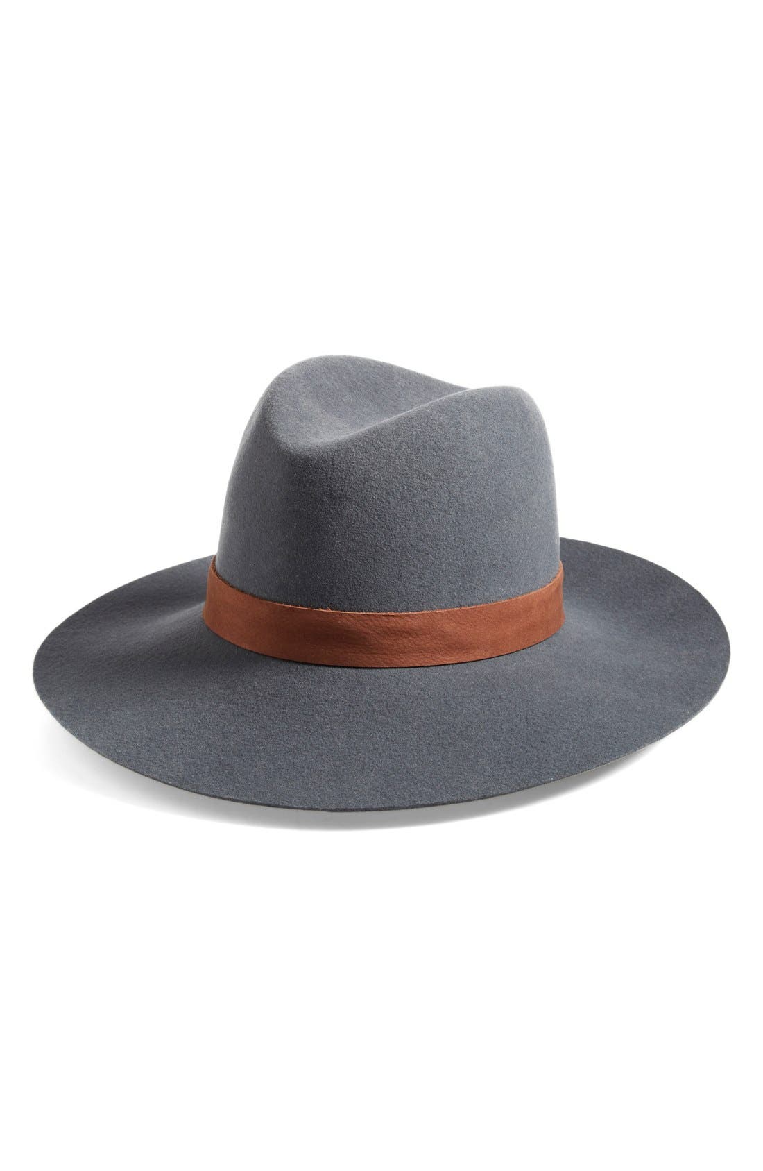 Janessa Leone 'Granite' Leather Trim Wool Hat | Nordstrom