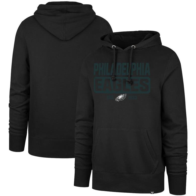 '47 Black Philadelphia Eagles Box Out Headline Pullover Hoodie