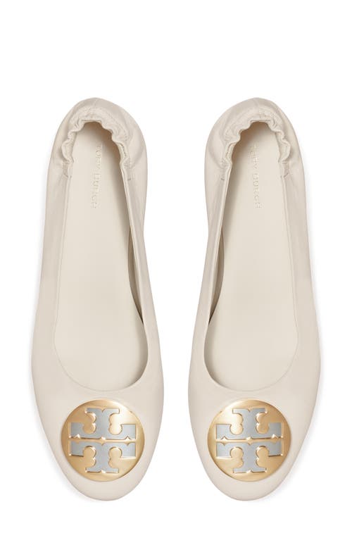 Shop Tory Burch Claire Ballet Flat In New Ivory/silver/gold