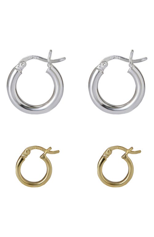 Argento Vivo Sterling Silver Set of 2 Hoop Earrings in Gold/Silver