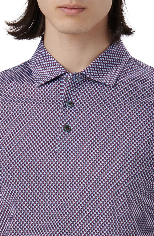 Shop Bugatchi Ooohcotton® Geo Print Polo In Blue/burgundy