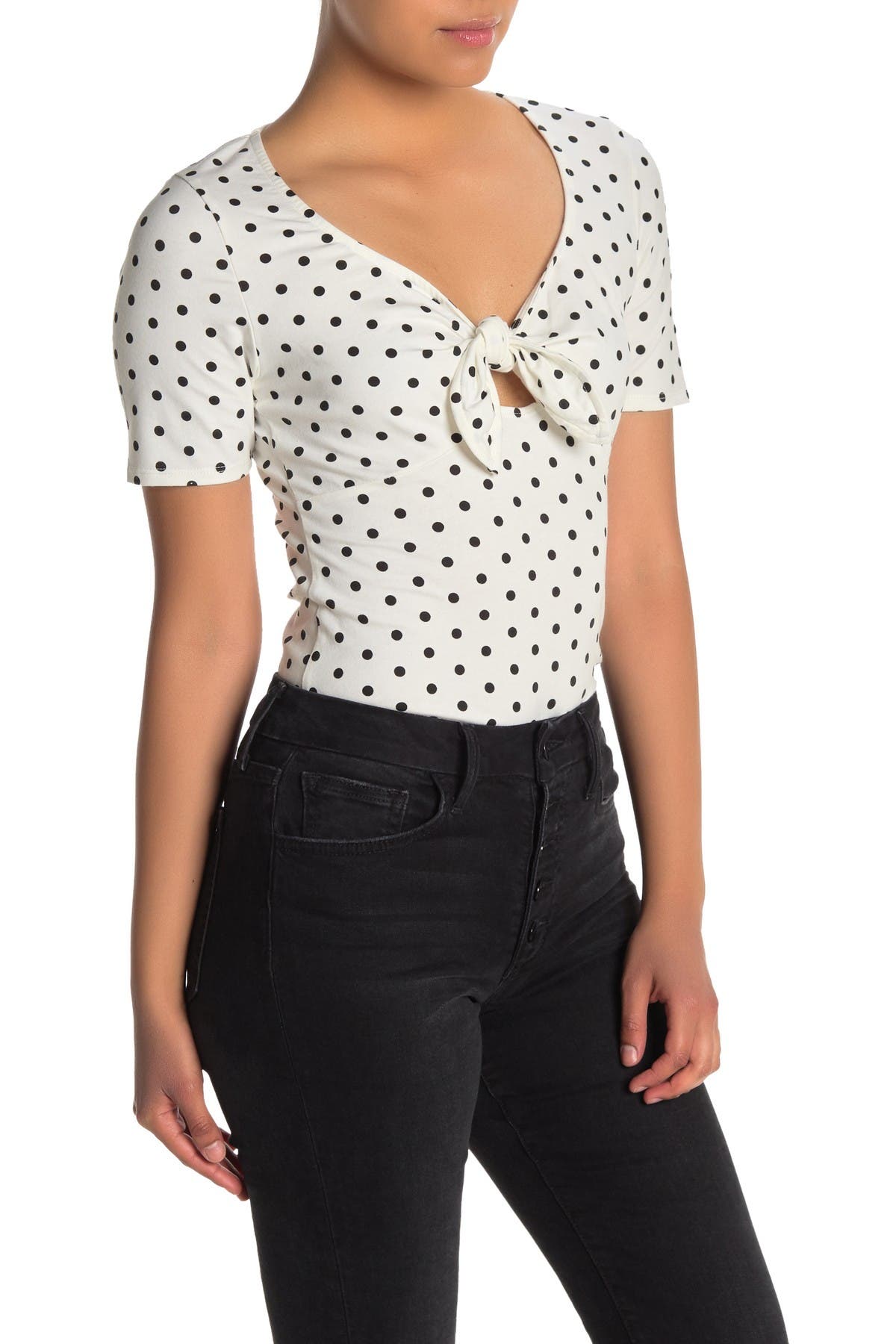 polka dot front tie top