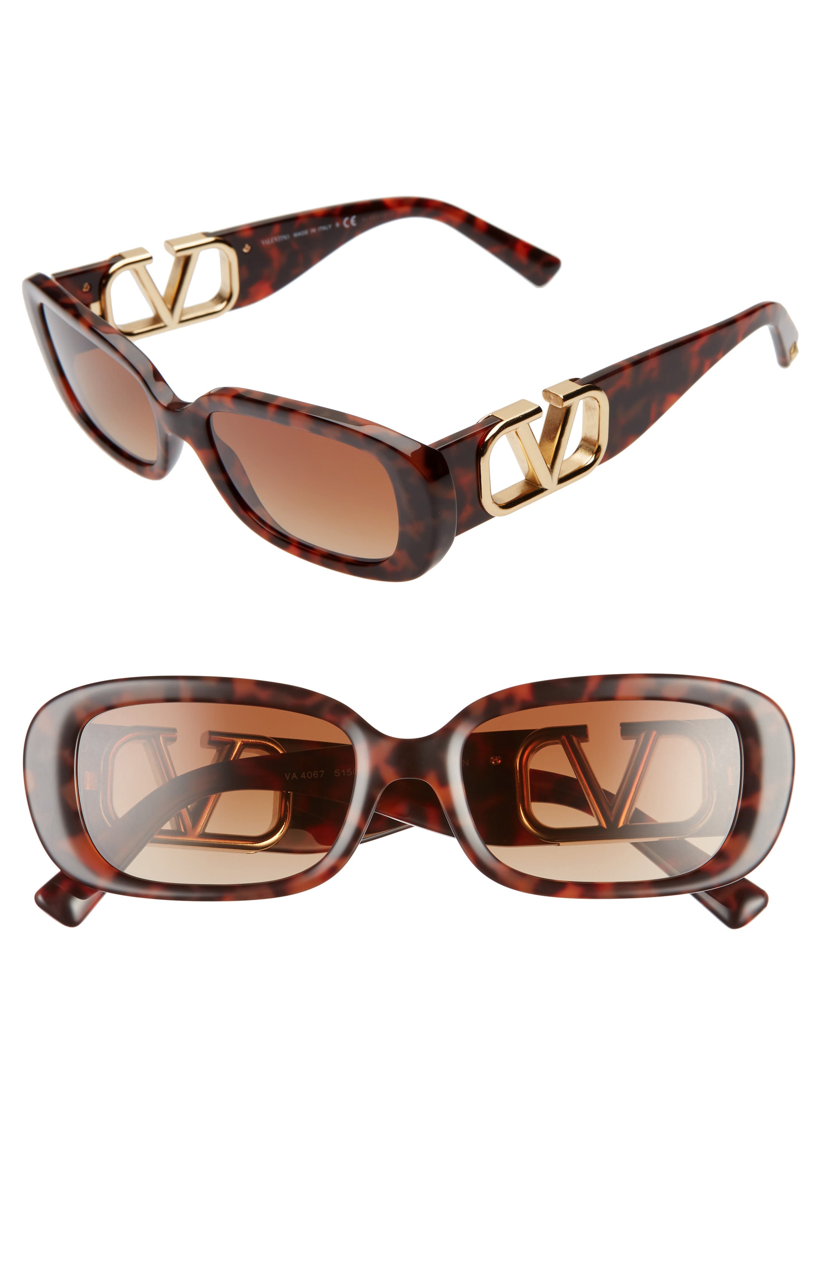 EAN 8056597109888 product image for Women's Valentino 53Mm Polarized Rectangle Sunglasses - Havana/ Gradient Brown | upcitemdb.com