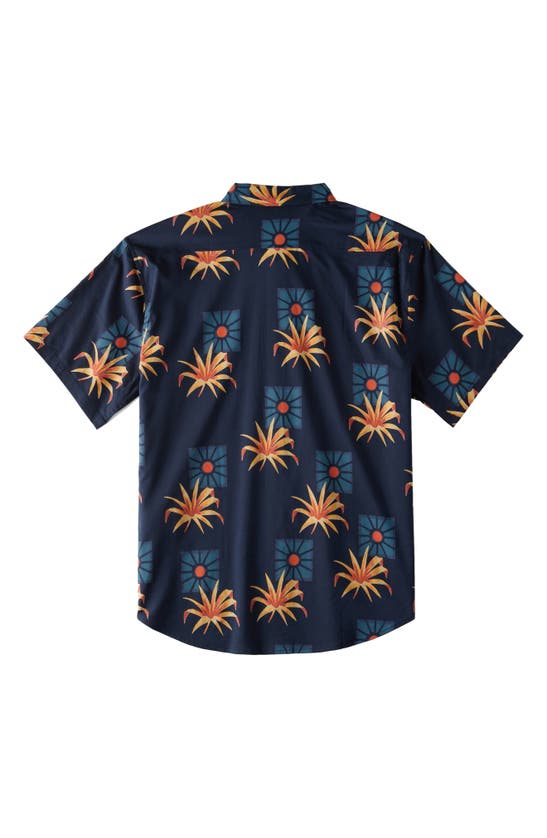 Shop Billabong Kids' Sundays Short Sleeve Button-up Shirt In Navy