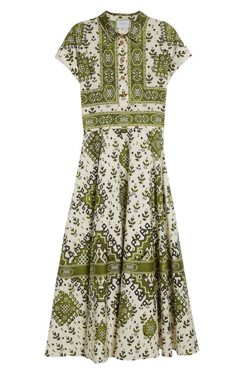 Shop Giambattista Valli Tapisserie Cotton Poplin Midi Shirtdress In White/green