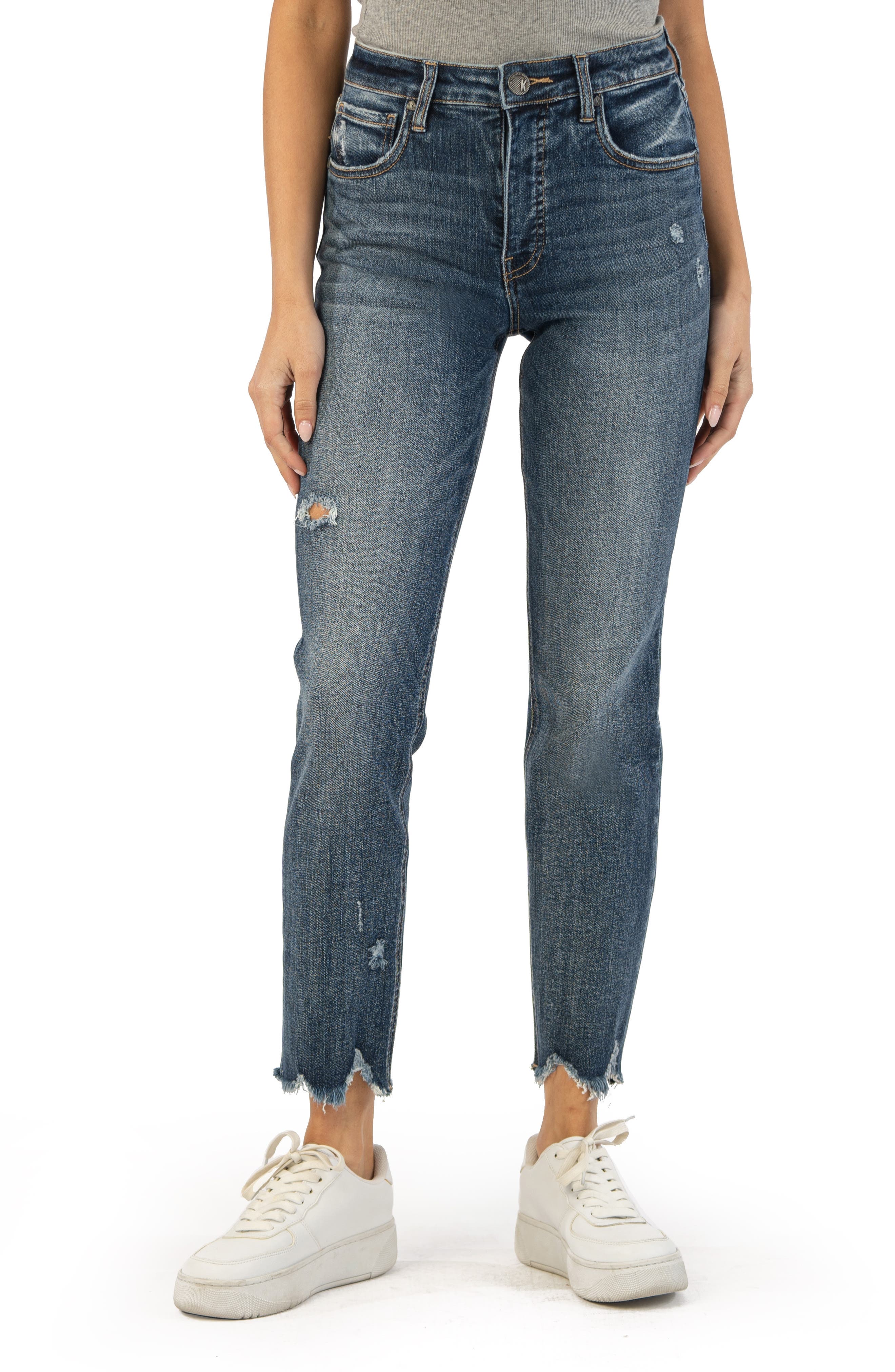 KUT from the Kloth Elizabeth High Waist Chew Hem Jeans Nordstrom