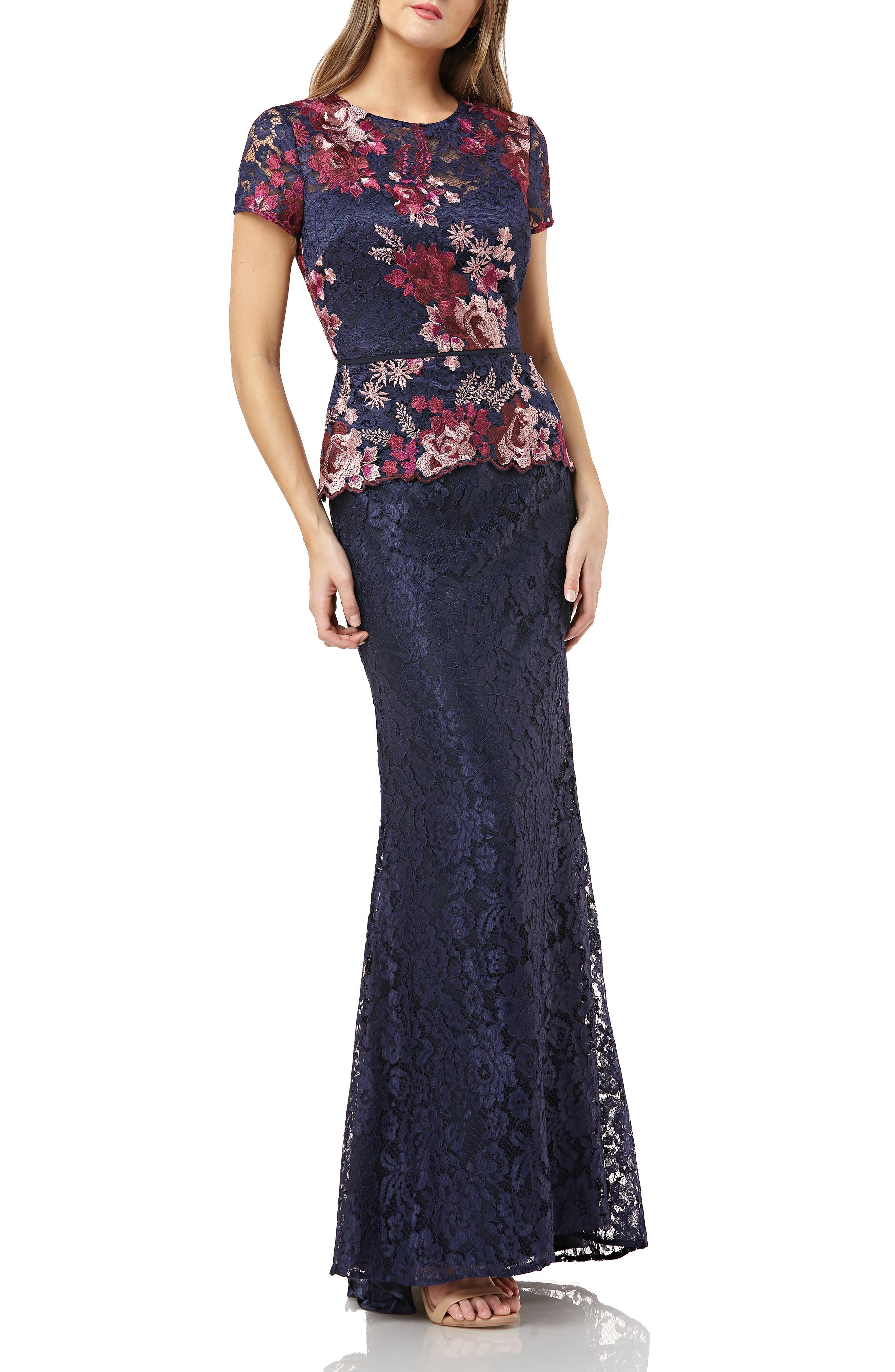 Js Collections Lace Gown, Blue