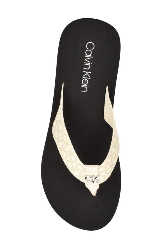 Shop Calvin Klein Caluha Flip Flop Sandal In Vanilla Logo