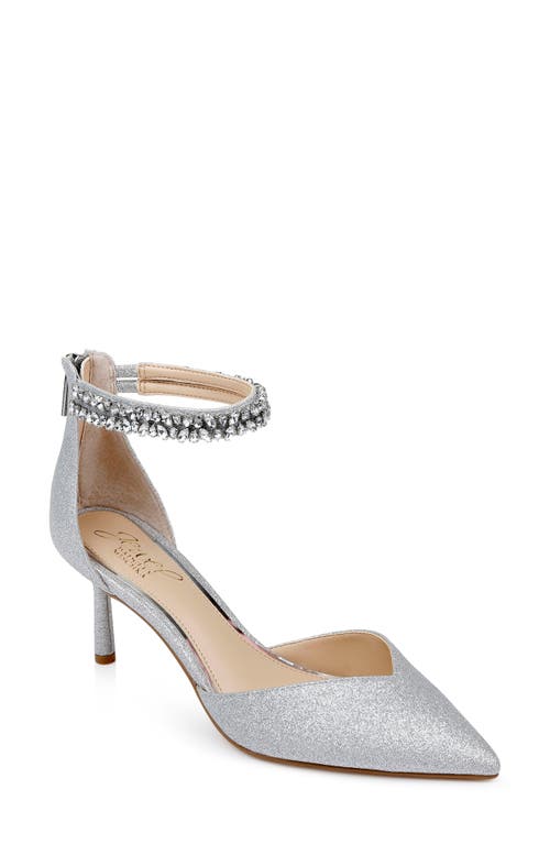 Maya Ankle Strap Pointed Toe Pump in Silver
