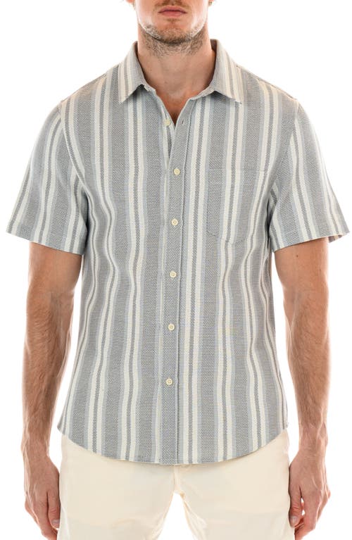 Original Paperbacks Perth Classic Fit Stripe Short Sleeve Cotton Button-Up Shirt Bluecream at Nordstrom,