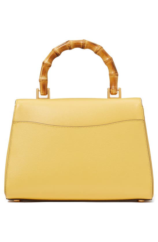 Shop Kate Spade Katy Textured Leather Top Bamboo Handle Bag In Summer Daffodil