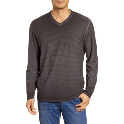 Tommy Bahama Cirrus Coast Classic Fit Long Sleeve V-Neck T-Shirt, Black