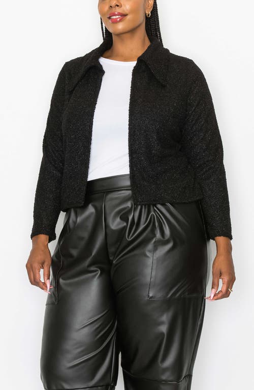 Shop L I V D Erica Faux Shearling Crop Jacket In Black