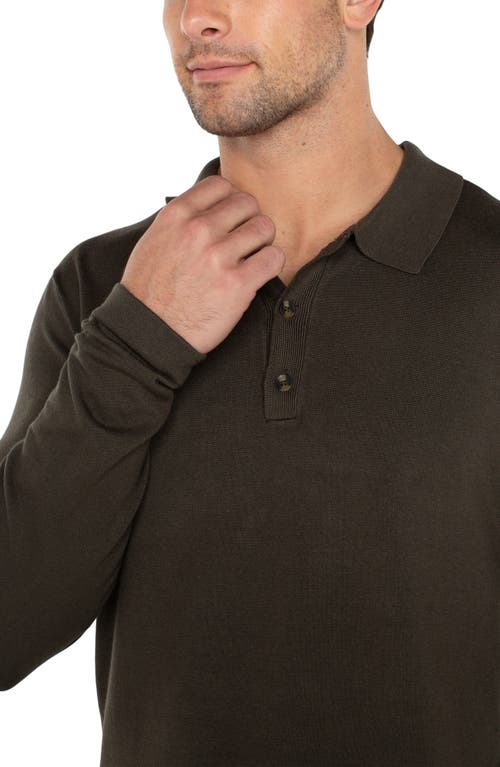 Shop Liverpool Long Sleeve Polo Sweater In Olive