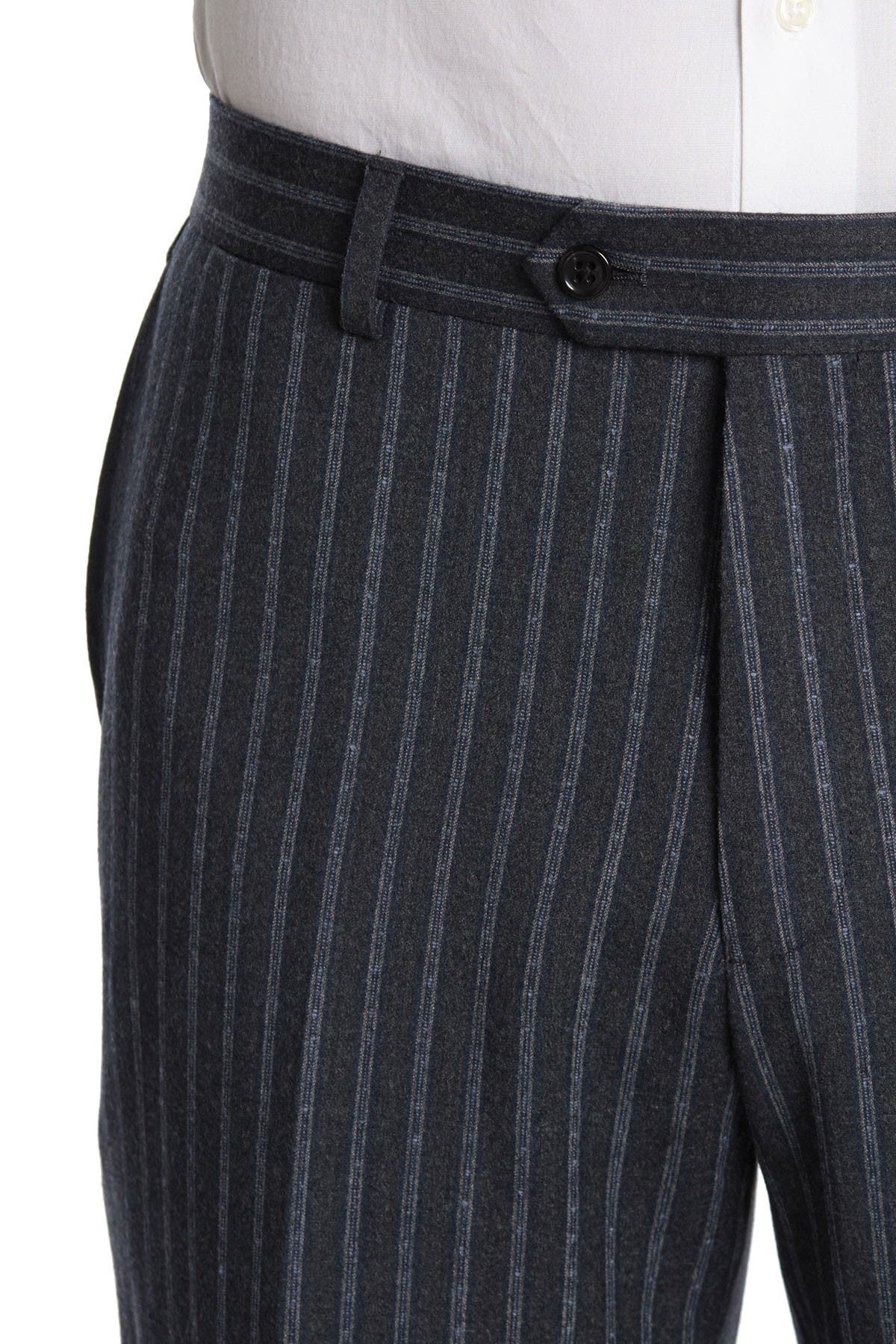 English Laundry | Dark Grey Stripe Two Button Notch Lapel Wool Slim Fit ...