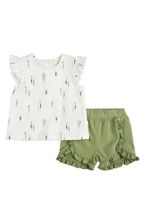 FIRSTS by Petit Lem Tulip Ruffle T-Shirt & Shorts Set Off White at Nordstrom,