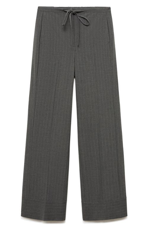 Shop Mango Chalk Stripe Straight Leg Pants In Grey