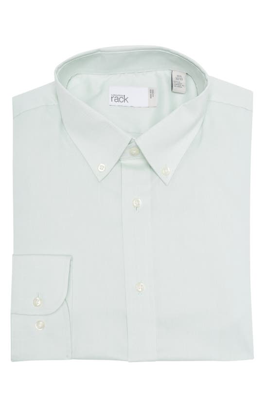 Nordstrom Rack Non-iron Trim Fit Dress Shirt In Green Quiet- White Pp