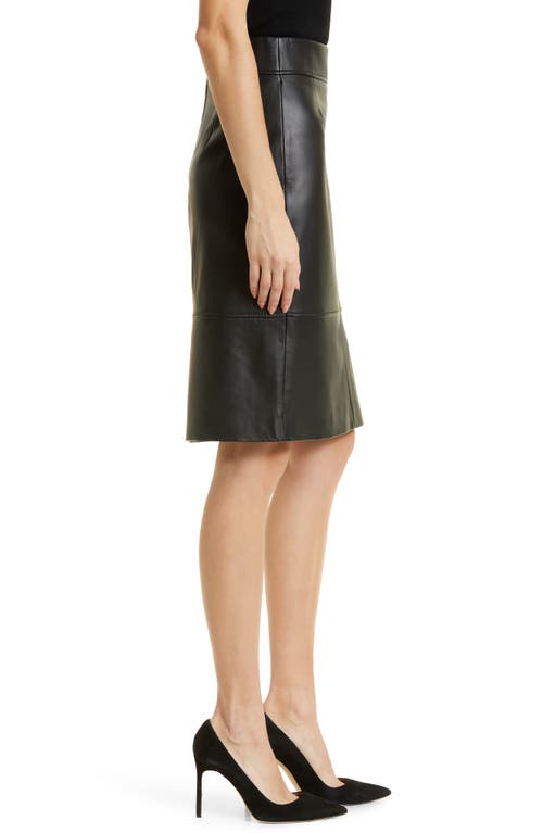 Hugo Boss Pencil Skirt In Leather With Feature Seaming In Black