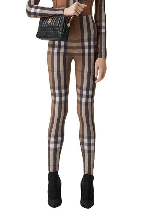 Burberry Tartan Wool High-waisted Stirrup Trousers In Ink Blue at   Women's Clothing store