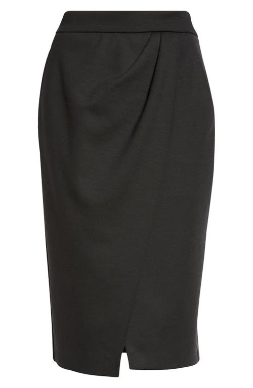 Shop Max Mara Fervida Drape Front Wool Skirt In Black