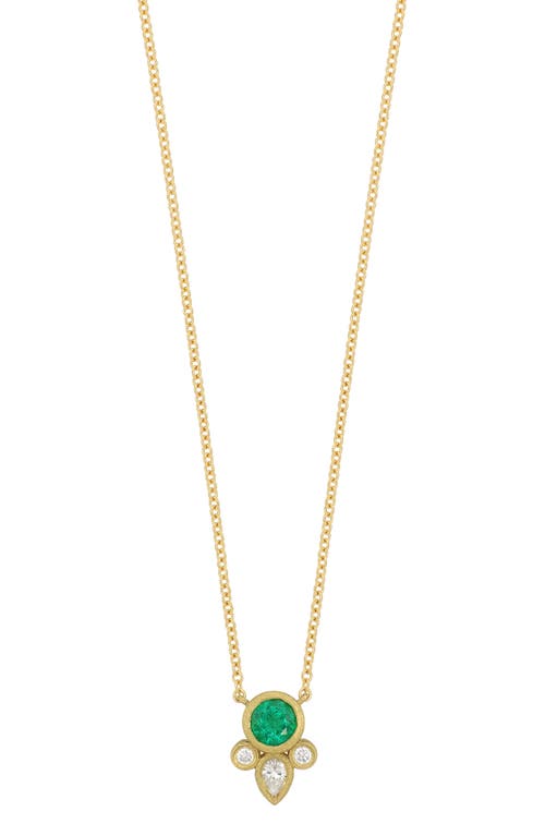 El Mar Diamond & Emerald Circle Pendant Necklace in 18K Yellow Gold