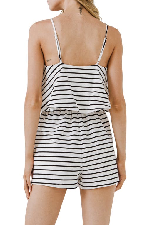 Grey Lab Stripe Sleeveless Romper In White/black