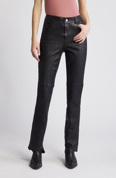Topshop Petite faux leather skinny fit pants in gray