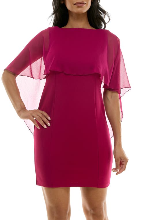 Nina Leonard Popover Chiffon Sheath Dress In Sangria