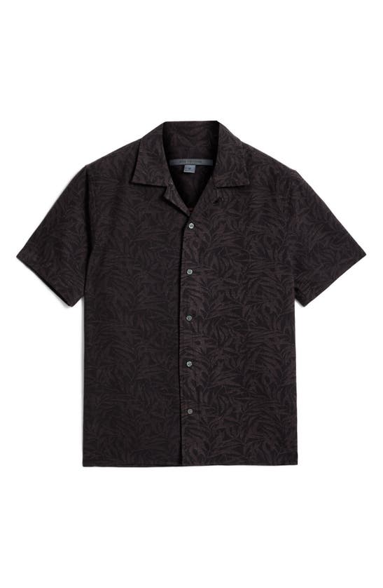 Shop John Varvatos Danny Short Sleeve Cotton Camp Shirt In Licorice