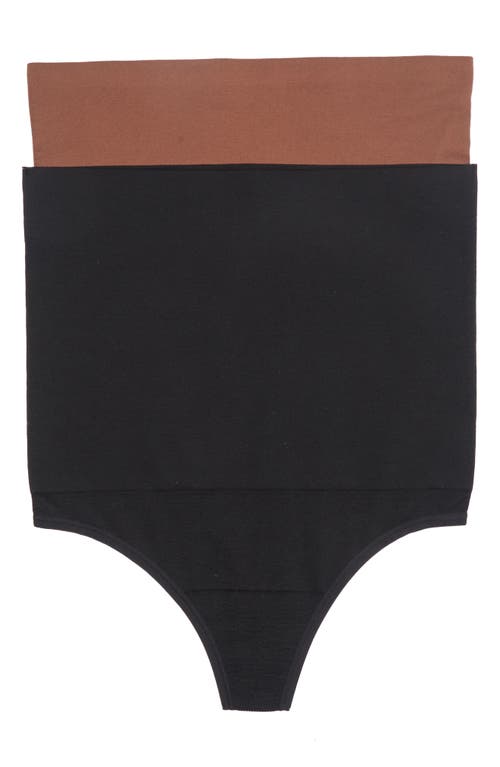 Shop Yummie By Heather Thomson 2-pack High Waist Thongs In Copper Glow/black