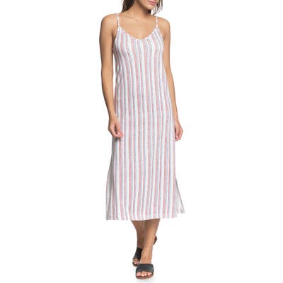 Roxy Avila Beach Stripe Sleeveless Midi Dress, Blue